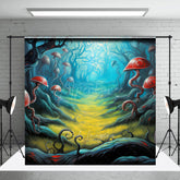 Aperturee Aperturee Fairytale Mushroom Forest Photography Backdrop Whimsical Red Fungi and Twisted Trees Enchanted Woods Scenery